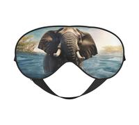 Swimming African Elephant Double-Sided Silk Sleep Mask, Adjustable Light Blocking Eye Mask for Travel, Men & Women, Soft Comfortable Blindfold 20x10cm