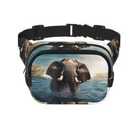 Swimming African Elephant Fanny Pack Adjustable Crossbody Bag Large Waist Bag Travel Belt Bag Unisex Bum Bag