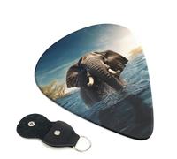 Swimming African Elephant Guitar Picks 6-Pack - Pick Set (0.46mm / 0.71mm / 0.96mm) Suitable For Guitar And Ukulele Playing