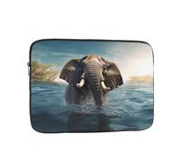 Swimming African Elephant Laptop Case 15 inch Shockproof Protective Notebook Case Water Resistant Laptop Bag Carrying Computer Bag Portable Busniess Briefcase for Men Women