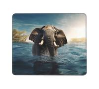 Swimming African Elephant Mouse Pad with Stitched Edge, Comfortable Mouse Pads with Non-Slip Rubber Base Gaming Mouse Mat Washable Mousepads Computers Laptop Desk Accessories for Office 9.4"x7.9"