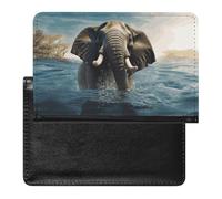 Swimming African Elephant Passport Holder,Compact Lightweight Waterproof Passport Cover, Portable Stylish Travel Wallet Accessories for Women Men