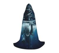 Swimming African Elephant Print Hooded Wizard Robe Halloween Cloak Medieval Renaissance Cosplay Christmas Party Outfits