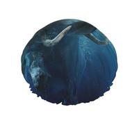 Swimming African Elephant Print Shower Essentials Bonnet For Women, Large Washable Elastic Band Bath Hair Wrap Shower Cap