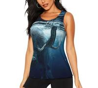 Swimming African Elephant Print Workout Tops Tank for Women, Quick Dry Sleeveless Yoga Shirts, Athletic Running Tank Tops Black