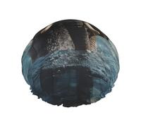 Swimming African Elephant Shower Cap Reusable Elastic Bath Caps Waterproof Bath Hair Hat for Women Men Spa Salon Large Shower Bonnet Double Layer Bathing Hair Cap for Long Hair, Braids