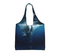 Swimming African Elephant Stylish Canvas One-Shoulder Commuter Bag-Suitable For Daily Use And Urban Exploration