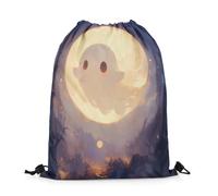 Swimming Bag Lovely Ghost Happy Halloween Watercolor Moon Oil Style Thicket Trees String Bag Durable Drawstring Backpack Women For Adults Shopping Picnic