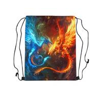 Swimming Bag Western Dragon Orange Blue Red Fighting Animals Drawstring Bag Portable String Backpack Running For Adults Beach School