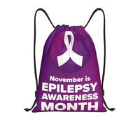 Swimming Bagdrawstring Backpack For Beach Yoga Running 36X42Cm Lightweight Durable String Bag Purple Ribbon Epilepsy Awareness Month