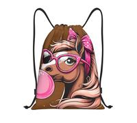 Swimming Bagdrawstring Backpack For Swim Women Beach 36X42Cm Durable Portable Gym Bag Cute Horse Pink Glasses Bow Bubble