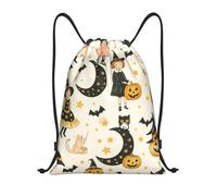 Swimming Bagstring Backpack For Shopping Yoga Travel 36X42Cm Durable Lightweight String Bag Vintage Witch Girls And Moon Halloween