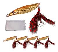 Swimming Bait, 5-Piece Metal Sink Bait with Motion Sequin, Fishing Bait, for Long Casting on Lakes and Rivers in as well as Freshwater for Beginners, Professionals and