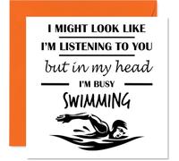 Swimming Birthday Card for Men Women - In my Head - Happy Birthday Card for Grandma Cousin Neighbour Daughter, 145mm Bday Greeting Cards