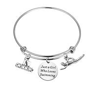 Swimming Bracelet Just a Girl Who Loves Swimming Gifts Swim Gifts for Swimmers Girls Jewelry I Love Swimming Lover Gifts, L
