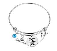 Swimming Bracelet Swimming Lover Gift My Heart Is In That Pool Bracelet Gift for Swimmers and Coaches, One Size, Stainless Steel, no gemstone