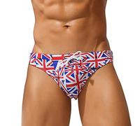 Swimming Briefs for Men Union Jack, Quick Dry Surfing Board Shorts Floral Print Men Swimsuit Trunks Mens Sexy Lace Triangular Printing Briefs Personalised Gifts Sale Travel Essentials