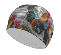 Swimming Cap Fabric Swim Cap Chicken Under The Tree High Elasticity Swimming Caps Adult Non-Slip Waterproof Swim Caps Long Hair Swimmings Hat Women Swims Hat