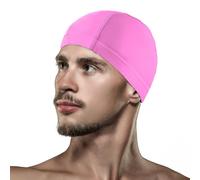 Swimming Cap for Women and Men - Swim Cap Keep Hair Clean, Breath Fabric Soft Feel Swimming Hat for Adult Non-Slip Hair Protection, Pink
