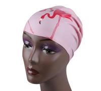 Swimming Cap for Women Silicone Pink Flamingo Pattern
