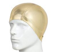 swimming cap Men's Metal Fashion Big Elastic rainproof Ear Protection Swimming Cap(Gold)