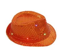 Swimming Cap Women's Funny LED Sequin Glow Jazz Hat Performance Props Flash Cowboy Hat Fishing Hat Festival, orange, One Size Fits All