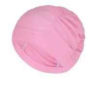 Swimming Caps Solid Color Long Hair Women Men Swim Pool Seaside Water Sports Elastic Pleated Nylon Fabric Bathing Hat Turban Swimming Cap(Pink)