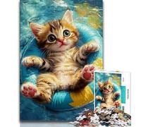 Swimming Cat Jigsaw Puzzles 2000 Pieces for Adults Teens,Stress Reliever Difficult Challenge Enhance Love between Couples 70x100cm