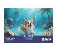 Swimming Corgi | Cute Dog Jigsaw Puzzle 1000 Pieces, Fun & Challenging Educational Game, Family Activity Toy for Adults & Kids, Modern Home Art Decor | Gift 70x50cm/1000pcs