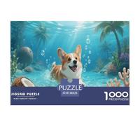 Swimming Corgi | Cute Dog Jigsaw Puzzle 1000 Pieces, Fun & Challenging Educational Game, Relaxing Toy for Adults & Kids, Premium Home Art Decor | Gift 38x26cm/1000pcs