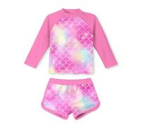 Swimming Costume Kids Girls 2 Piece UPF 50+ Long Sleeve Rash Guard Shorts Girl Swimsuits with Shorts Surf Bathing Suit Swimwear 8-15 Years