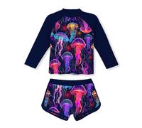 Swimming Costume Kids Girls 2 Piece UPF 50+ Long Sleeve Rash Guard Shorts Girl Swimsuits with Shorts Surf Bathing Suit Swimwear 8-15 Years