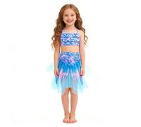 Swimming Costume - Sparkling Glitter Mesh Three Piece Bikini Set For Girls With Flowy Skirt And Comfortable Beachwear