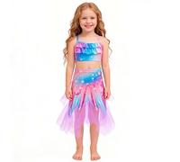 Swimming Costume, Sparkling Glitter Mesh Three Piece Bikini Set For Girls With Flowy Skirt And Comfortable Beachwear