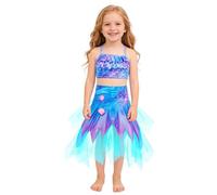 Swimming Costume - Sparkling Glitter Mesh Three Piece Bikini Set For Girls With Flowy Skirt And Comfortable Beachwear