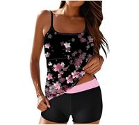 Swimming Costume Women Retro Floral Print Modest Tankini Suit for Women with Shorts Two Piece Swimsuits Boyleg Tummy Control Swimwear Swim Tank Tops High Waist Trunks Beach Bathing Suit Sets Ladies