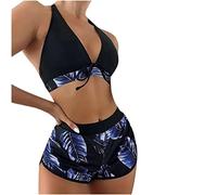 Swimming Costume Women Sexy Push Up Bikini Sets Sale Summer Bathing Suit Clearance Ladies Lacing Halter Triangle Swim Bra High Waist Shorts 3 Piece Bra Briefs Skirts Suit