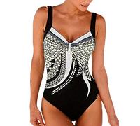 Swimming Costume Women V Neck Scoopback One Pieces Swimsuit Ladies Retro Printed Swimwear Tummy Control Bathing Suit Push Up Padded Monokinis Lightweight Summer Beachwear Swimming Suit(White,XXL)