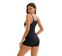 Swimming Costume Women - Womens Swimming Costumes with Shorts Backless Sport One Piece Swimsuits Conservatism Swimming Suits