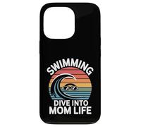 Swimming Dive Into Mom Life Retro Wave Sunset Case for iPhone 13 Pro