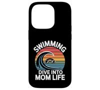 Swimming Dive Into Mom Life Retro Wave Sunset Case for iPhone 14 Pro