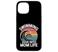Swimming Dive Into Mom Life Retro Wave Sunset Case for iPhone 15