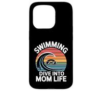 Swimming Dive Into Mom Life Retro Wave Sunset Case for iPhone 15 Pro