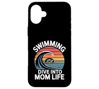 Swimming Dive Into Mom Life Retro Wave Sunset Case for iPhone 16 Plus