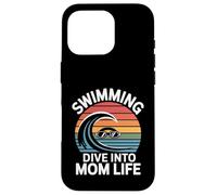 Swimming Dive Into Mom Life Retro Wave Sunset Case for iPhone 16 Pro