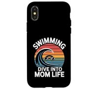 Swimming Dive Into Mom Life Retro Wave Sunset Case for iPhone X/XS