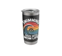 Swimming Dive Into Mom Life Retro Wave Sunset Stainless Steel Insulated Tumbler