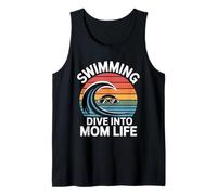 Swimming Dive Into Mom Life Retro Wave Sunset Tank Top
