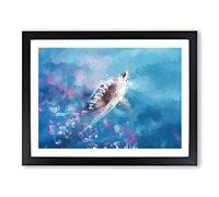 Swimming Dolphin In Abstract Modern Art Framed Wall Art Print, Ready to Hang Picture for Living Room Bedroom Home Office Décor, Black A2 (64 x 46 cm)