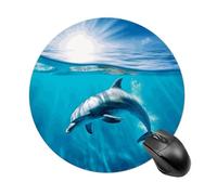 Swimming Dolphin in Blue Sea Round Mouse Pad Smooth Glide Gaming Mousepad Extra Density Portable Comfortable Mouse Mat for Desk, Home, Office 7.8x7.8 Inches